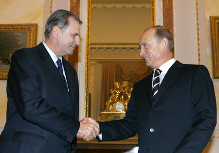 Putin meets IOC President Rogge