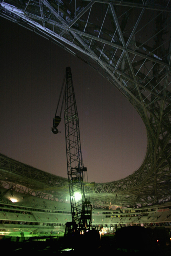 Night view of 'Bird Nest'