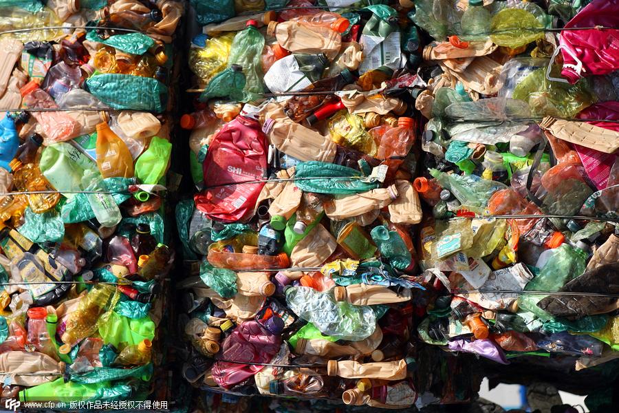 Recycling discarded plastic bottles generates cash