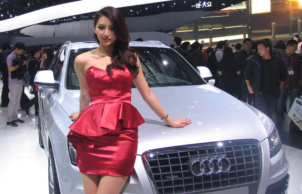 Models at the auto show