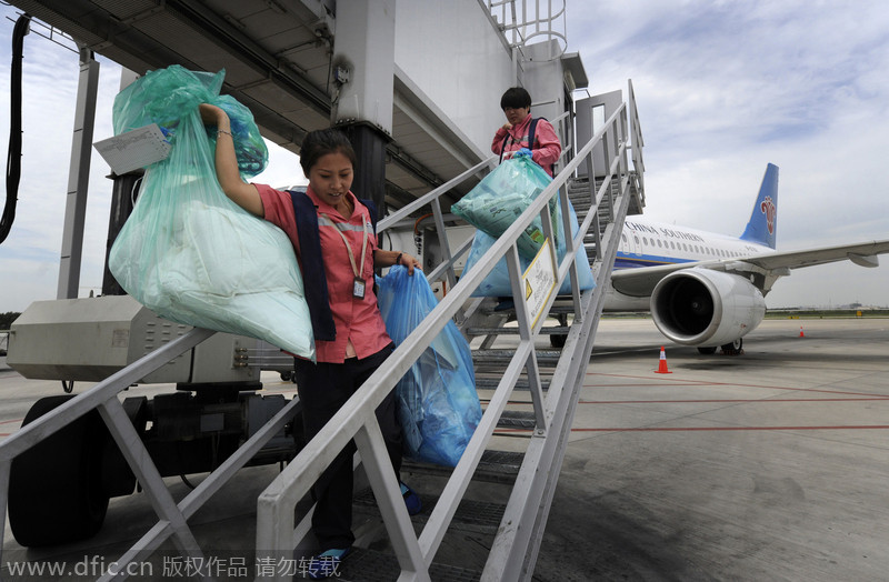 Airplane cleaner's day