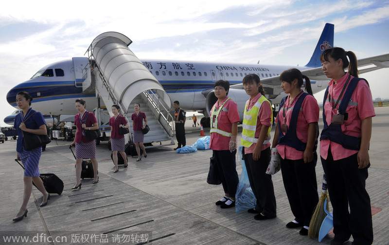 Airplane cleaner's day