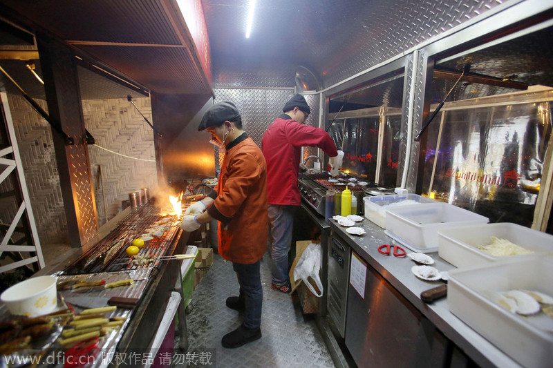 Modern food van with ancient look in Shanghai