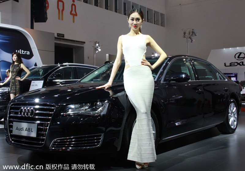 Models at China's Hainan auto show