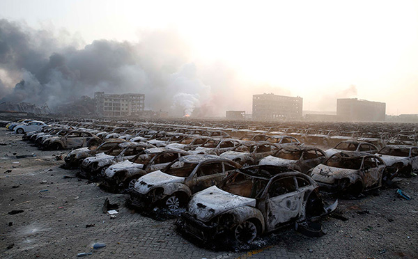 Almost ten thousand new cars ruined in Tianjin blasts