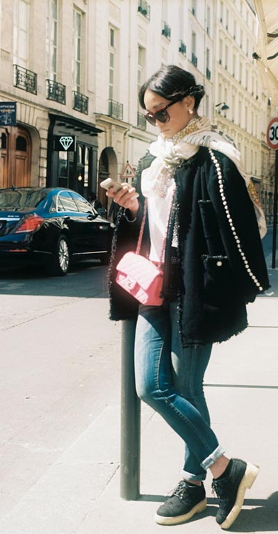 Zhou Xun's street style in Paris