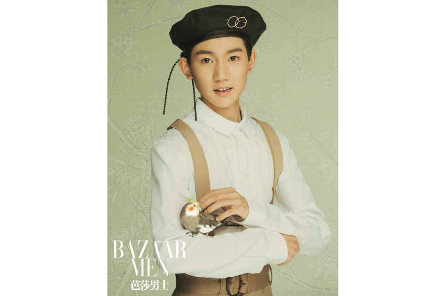 Teen actor Wang Yuan poses for fashion magazine