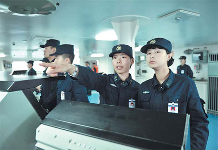 Female members of <EM>Liaoning </EM>mark their mark