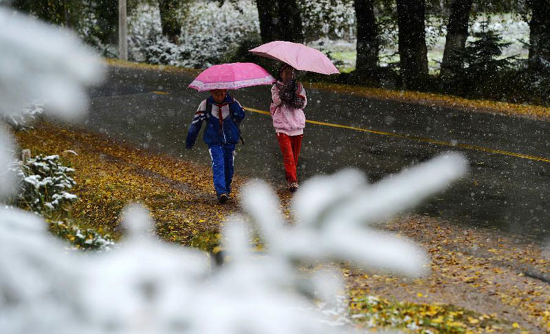 Cold wave brings first snowfall this autumn to Gansu