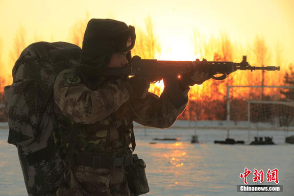 Soldiers undergo ski training in snow-covered NE China