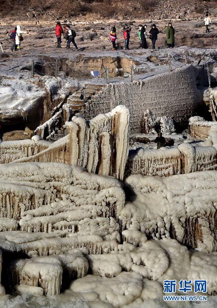 Stunning view of Yellow River Hukou ice cascade