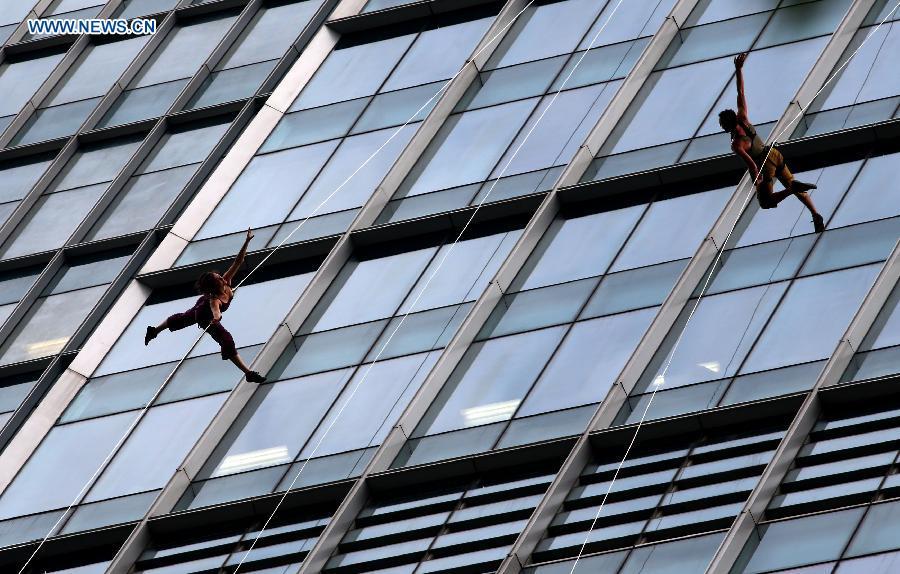 Dancers perform sky ballet in Shanghai