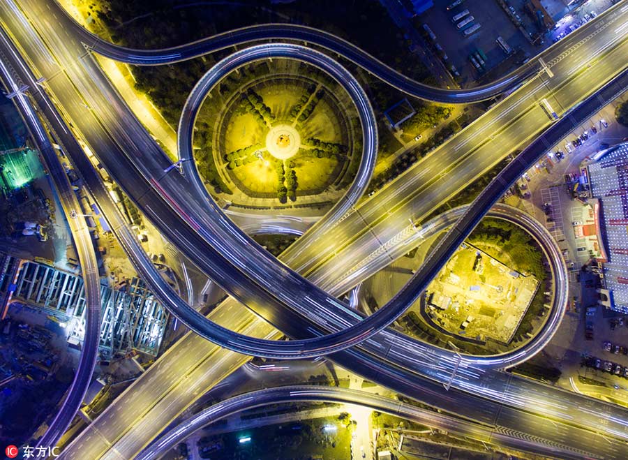 An aerial view of China's night life