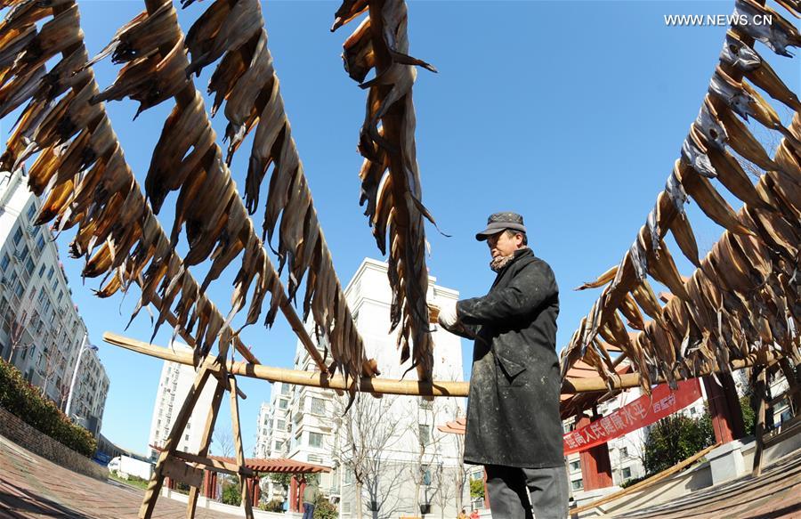 Fish dehydrated to greet upcoming Spring Festival in E China