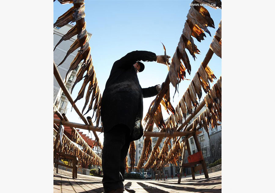 Fish dehydrated to greet upcoming Spring Festival in E China