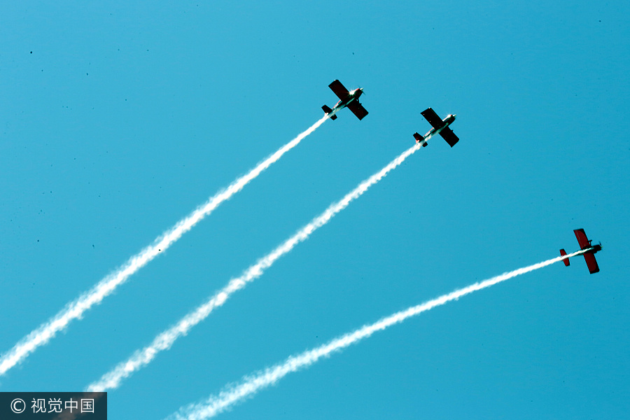 Aerobatics aircraft perform at air show in Henan