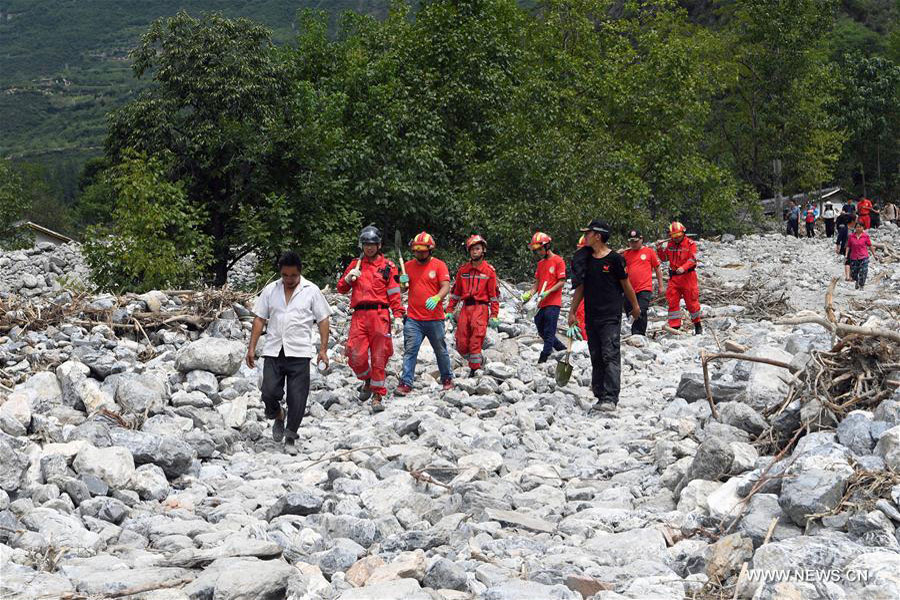 Rescue work underway in flood-hit Wenxian, China's Gansu