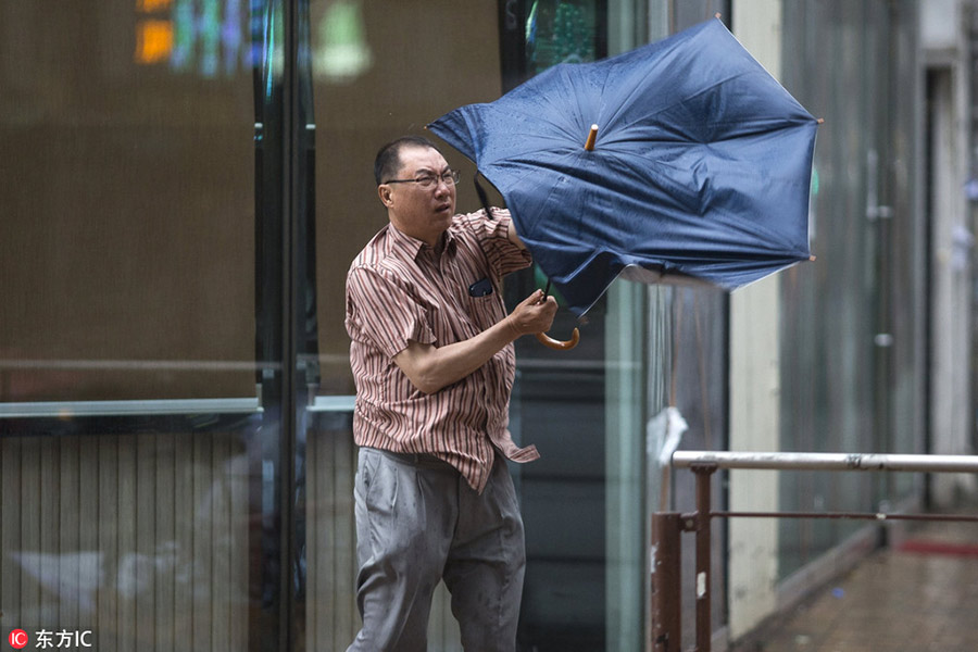 Typhoon Hato leaves a mess