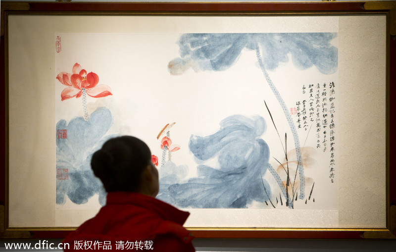 Zhang Daqian's work exhibited in Beijing