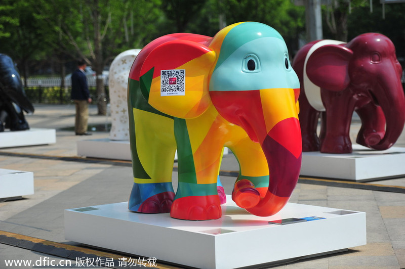 Elephant statues line Shenyang street