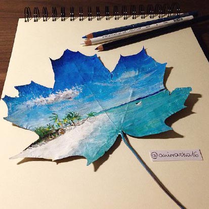 Painting on fallen leaves