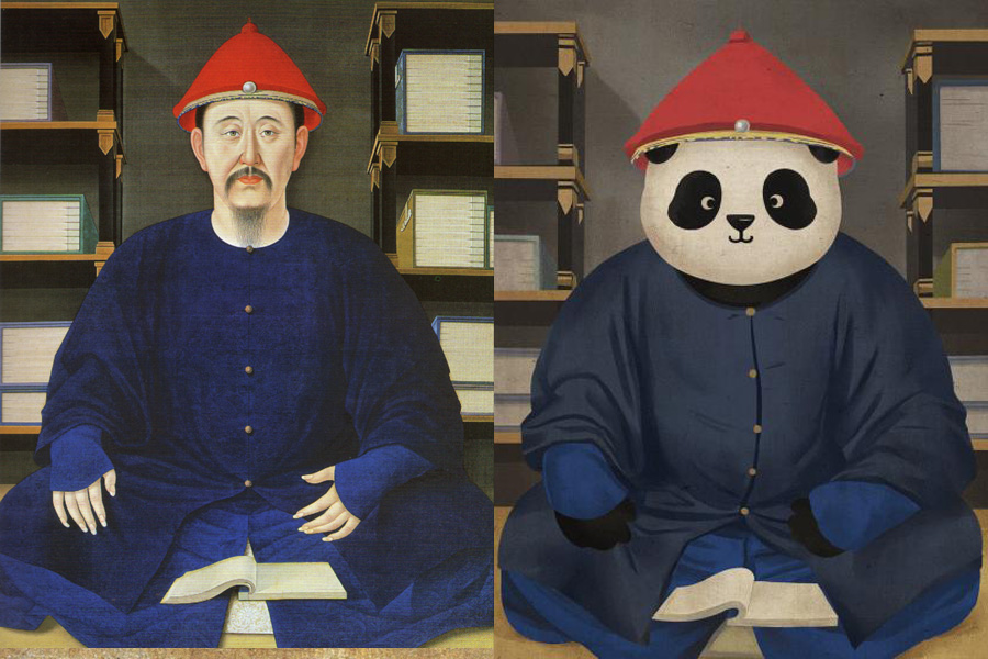 The Chinese panda shakes up famous paintings