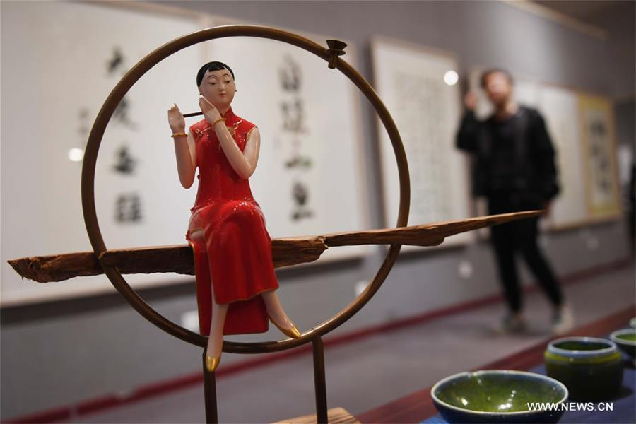 Student art works displayed in Changsha, C China