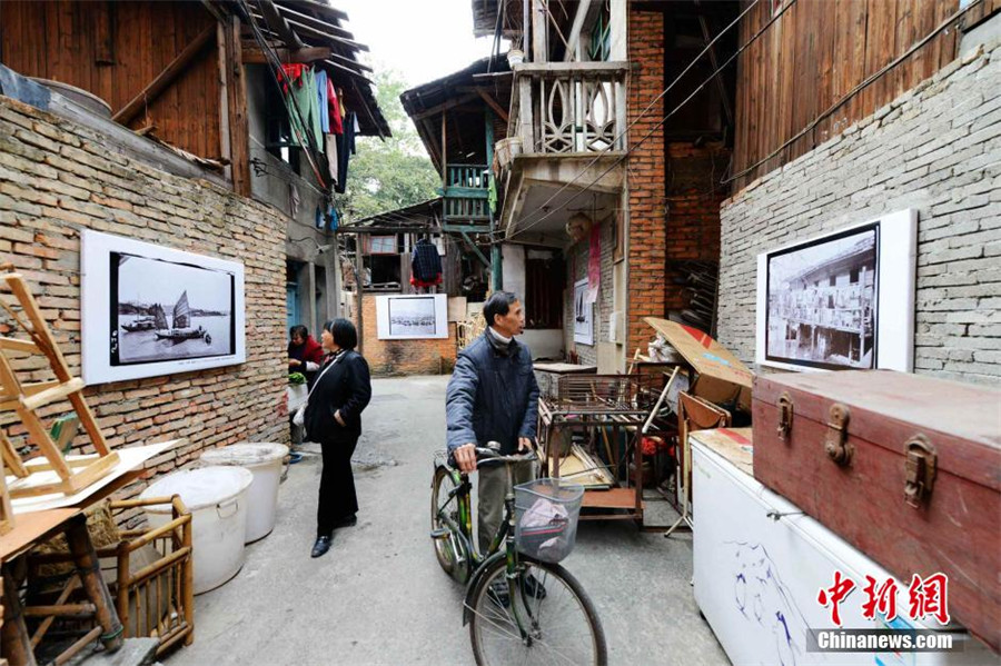 Old photographs on display at neighborhood slated for demolition in Fuzhou