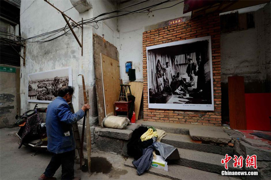 Old photographs on display at neighborhood slated for demolition in Fuzhou