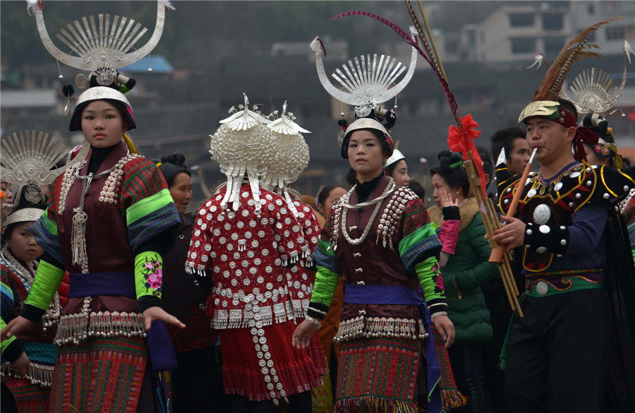 Grand Lusheng Festival celebration of Miao ethnic people in Guizhou