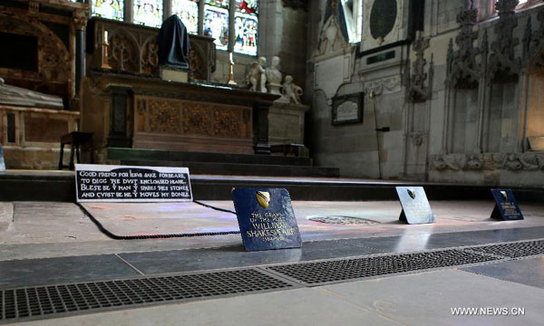 William Shakespeare's grave a popular tourist spot