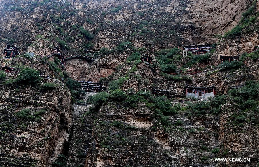 Ancient Taoist temples on cliff in China's Hebei