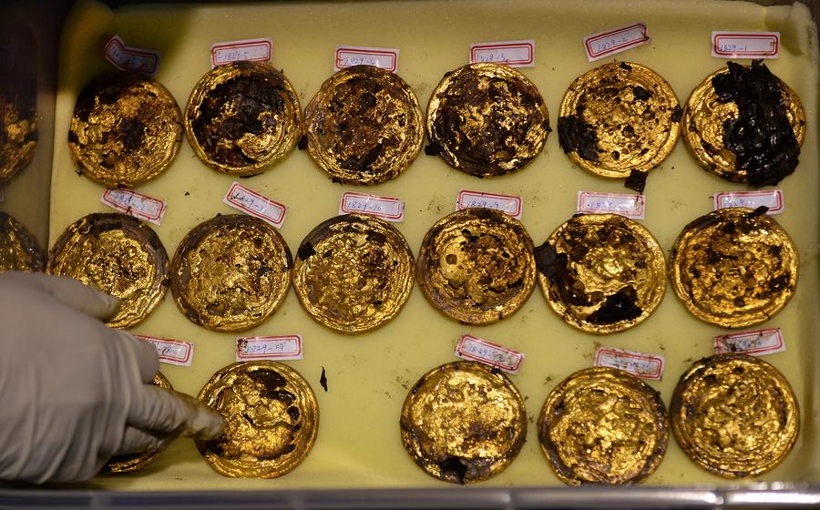 Unearthed gold cakes number rises to 285 at Haihunhou cemetery