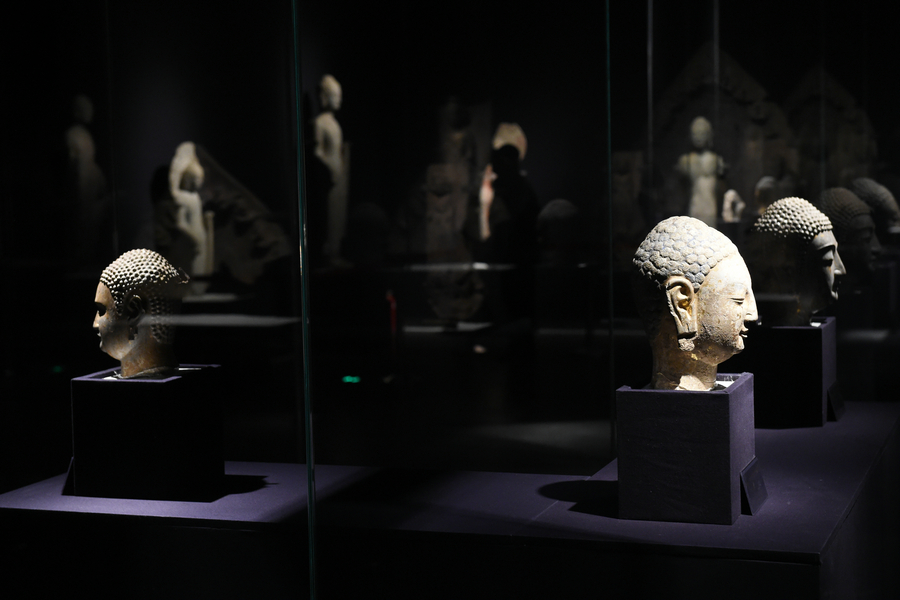 Buddhist sculptures displayed at Bao'en Temple Heritage Museum