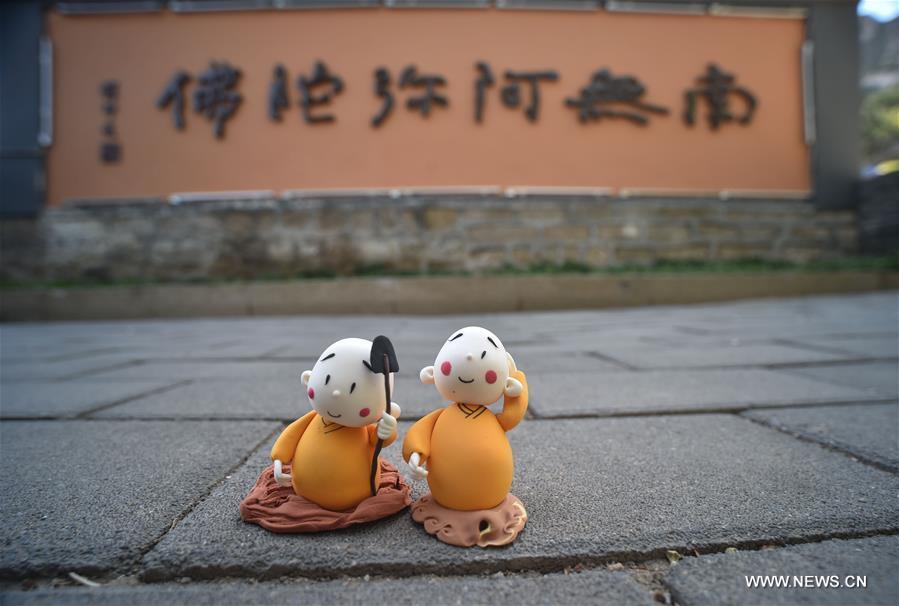 Cartoon character Monk Xian'er of Longquan Monastery in Beijing