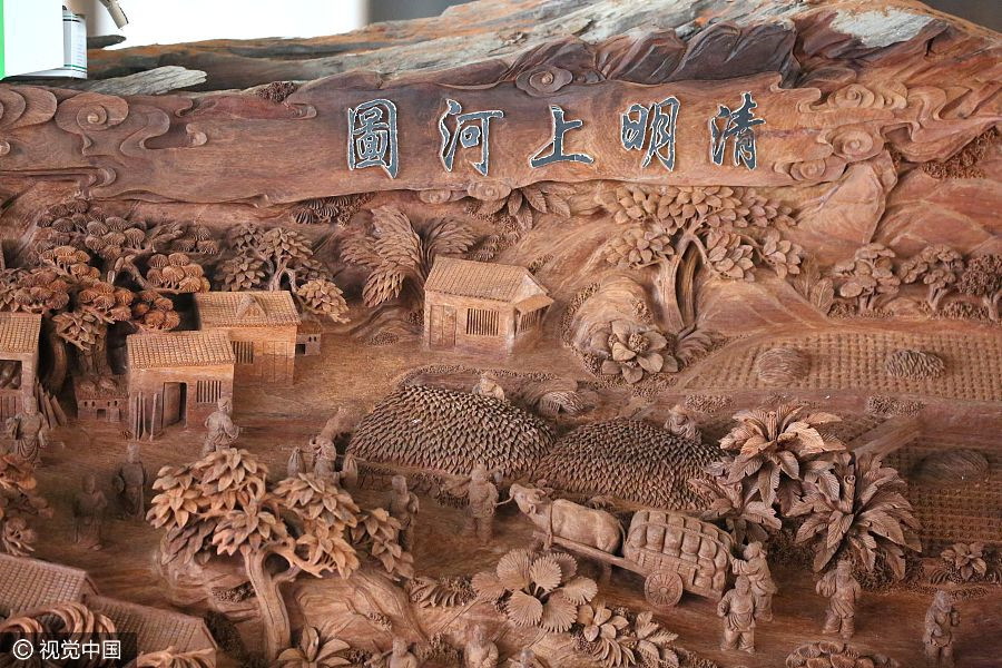 Replica of ancient masterpiece carved from 18-meter redwood