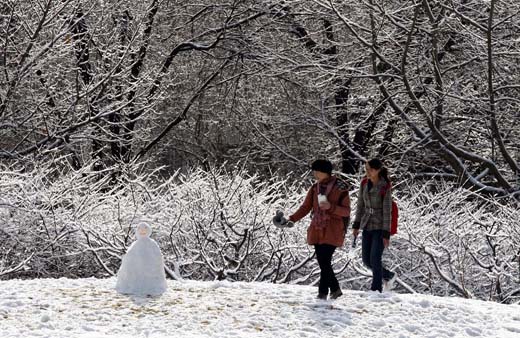 組圖：三月降春雪 素裹銀裝扮靚京城