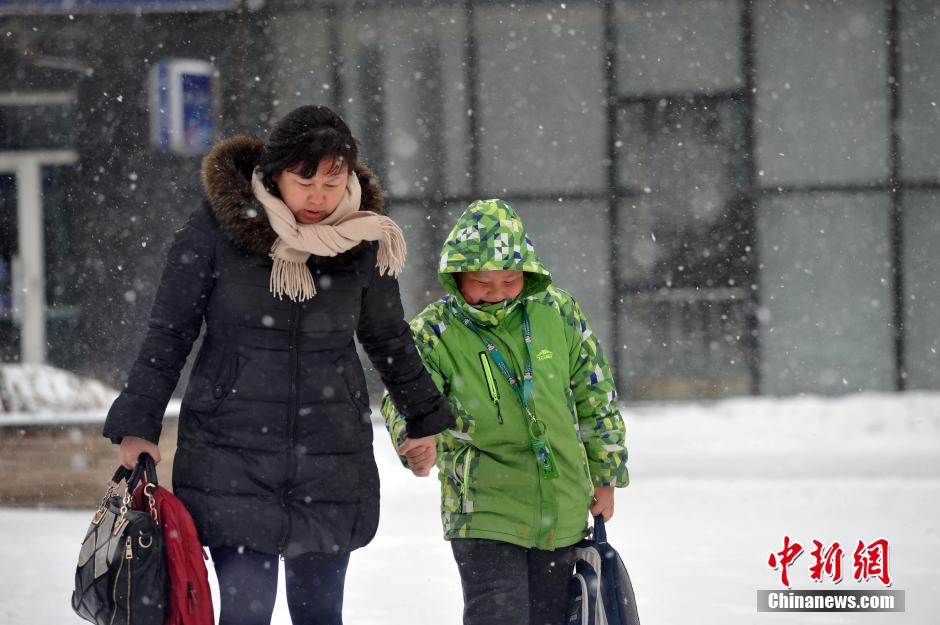 遼寧出現(xiàn)雨雪寒潮大風(fēng)天氣 市民“武裝”出行