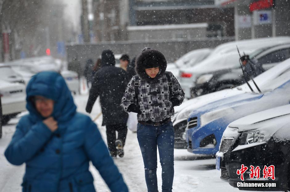 遼寧出現(xiàn)雨雪寒潮大風(fēng)天氣 市民“武裝”出行