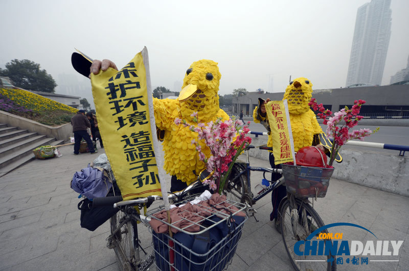 南京“鳥(niǎo)爺”騎行到重慶 扮“黃鸝”宣傳環(huán)保