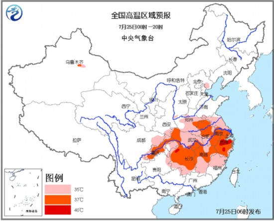 西北華北等地發(fā)暴雨藍色預(yù)警 江南江淮等地發(fā)高溫黃色預(yù)警