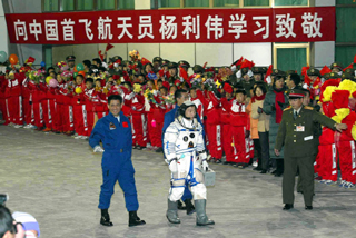 China greets world from space