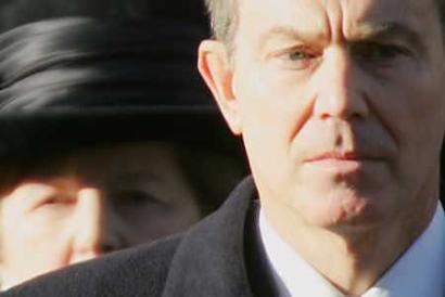 Britain's Prime Minister Tony Blair (R) an former Prime Minister Baroness Thatcher (L) attend the Remembrance Service in Whitehall, London, November 14, 2004. The annual event remembers British servicemen who have died in combat. Blair will stress the need for Europe and the United States to put differences over Iraq behind them and work together to tackle issues such as Middle East peace in a speech on Monday. [Reuters]