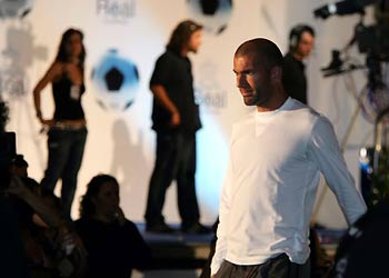 French player Zidane, who is featured in one of the five storylines in the film, arrives at Santiago Bernabeu stadium.[AFP]