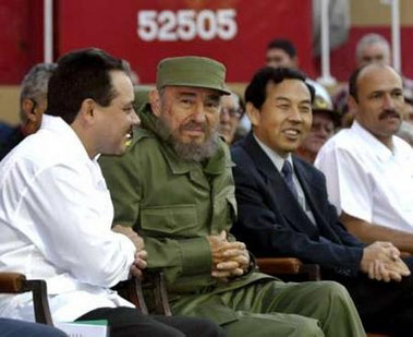 Cuban President Fidel Castro on Saturday steps down from one of 12 diesel locomotives that arrived in Havana by ship from China a week earlier. China became Cuba's second-largest trading partner after Venezuela in 2005 exports to Cuba grew 95 per cent in the first 10 months of 2005 to over US$500 million, while imports rose 17 per cent to US$200 million, according to Yang Shidi, China's commercial counsellor in Havana. [Reuters]