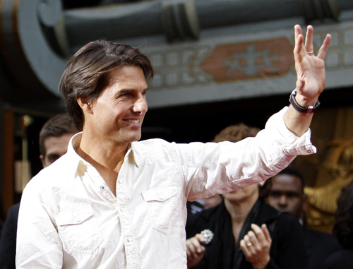 Actors Nicolas Cage and Tom Cruise attend hand and footprints ceremony for producer Jerry Bruckheimer