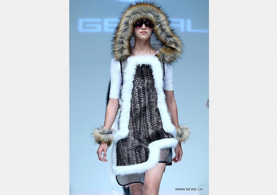 Models present artificial fur at China Fashion Week