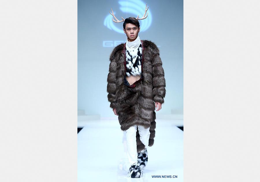 Models present artificial fur at China Fashion Week