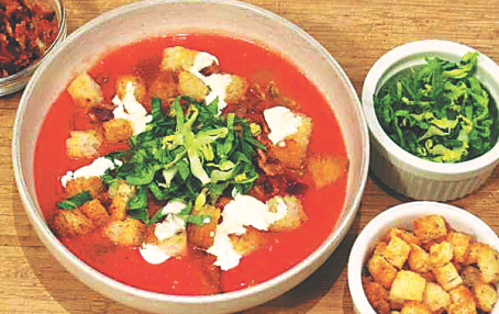 Tomatoes are the stars of Chilled BLT Soup