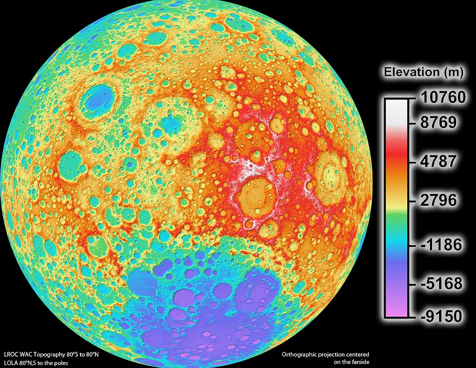 NASA公布首張月球表面3D地形圖